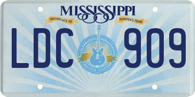 MS license plate LDC909