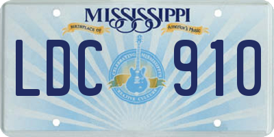 MS license plate LDC910