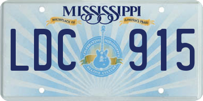 MS license plate LDC915