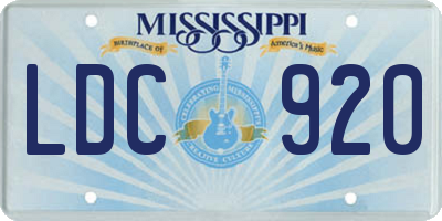 MS license plate LDC920