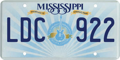 MS license plate LDC922