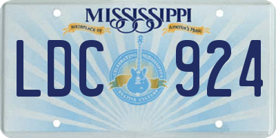 MS license plate LDC924