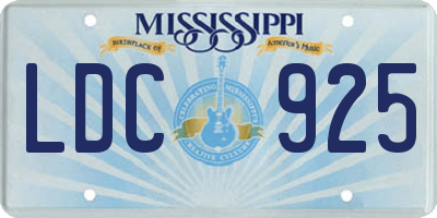 MS license plate LDC925