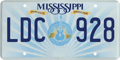 MS license plate LDC928