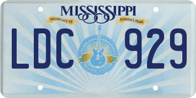 MS license plate LDC929