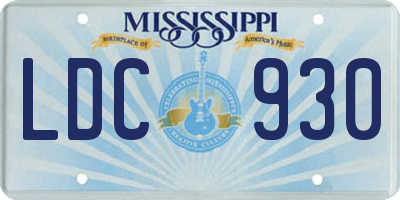 MS license plate LDC930