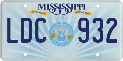 MS license plate LDC932