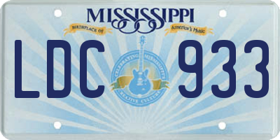 MS license plate LDC933