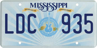 MS license plate LDC935