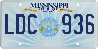 MS license plate LDC936