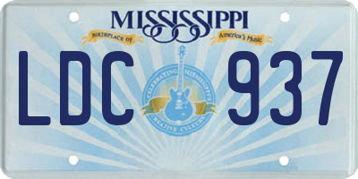 MS license plate LDC937