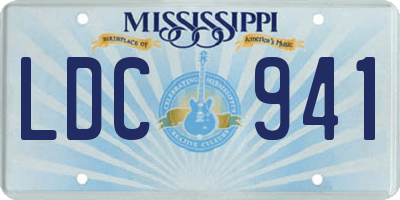 MS license plate LDC941