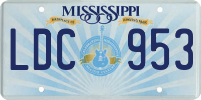 MS license plate LDC953