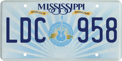 MS license plate LDC958