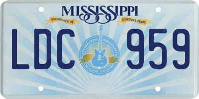 MS license plate LDC959