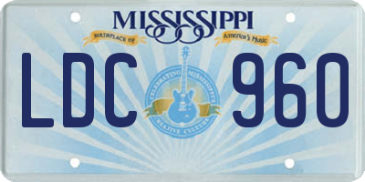 MS license plate LDC960