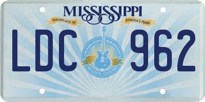 MS license plate LDC962