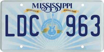 MS license plate LDC963