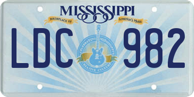 MS license plate LDC982