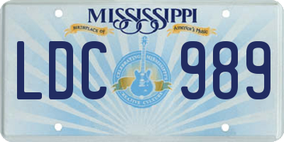 MS license plate LDC989
