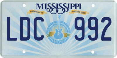 MS license plate LDC992