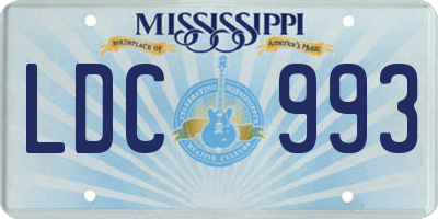 MS license plate LDC993