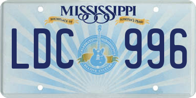 MS license plate LDC996
