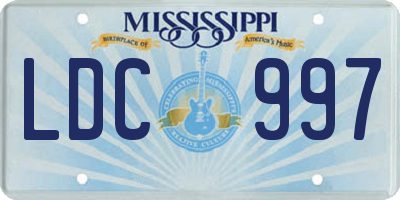 MS license plate LDC997