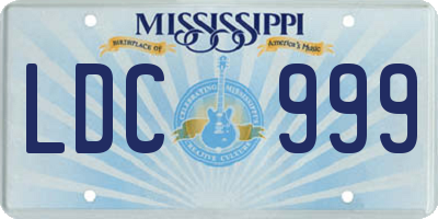 MS license plate LDC999