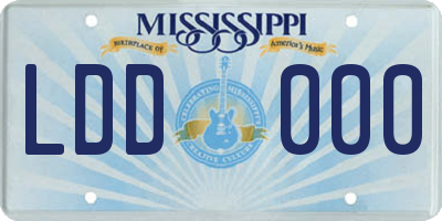MS license plate LDD000