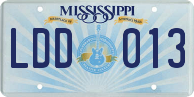 MS license plate LDD013