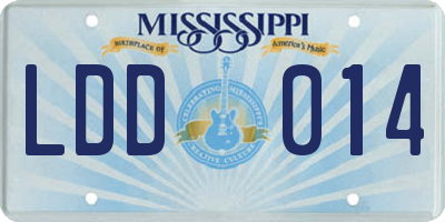 MS license plate LDD014