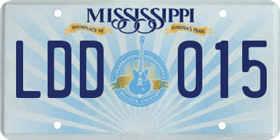 MS license plate LDD015