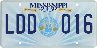 MS license plate LDD016