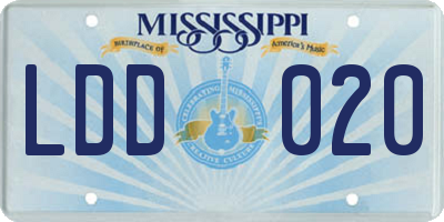 MS license plate LDD020