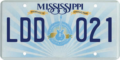 MS license plate LDD021