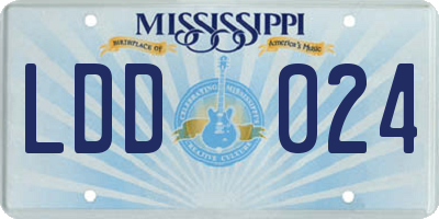 MS license plate LDD024