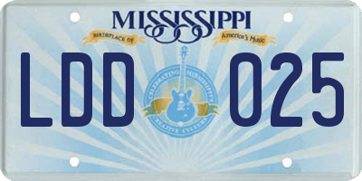 MS license plate LDD025