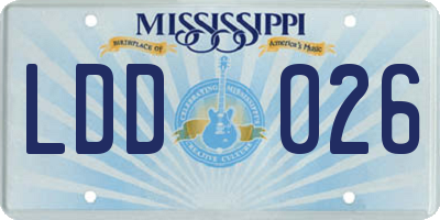 MS license plate LDD026