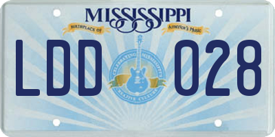 MS license plate LDD028