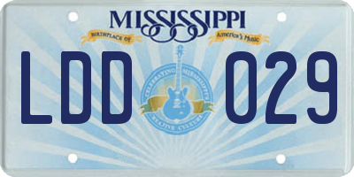 MS license plate LDD029
