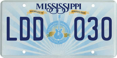 MS license plate LDD030