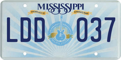 MS license plate LDD037