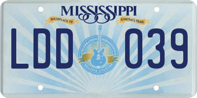 MS license plate LDD039
