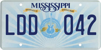 MS license plate LDD042
