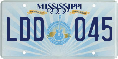 MS license plate LDD045