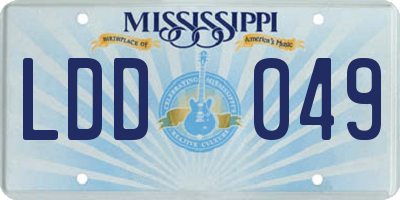 MS license plate LDD049