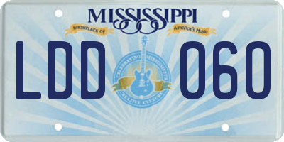 MS license plate LDD060