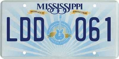 MS license plate LDD061