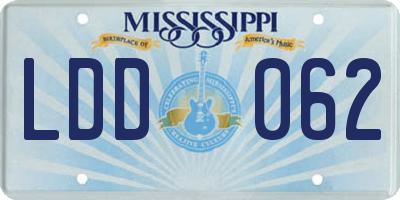 MS license plate LDD062